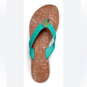 Tory Burch Thora Patent Sandal blue teal 8m